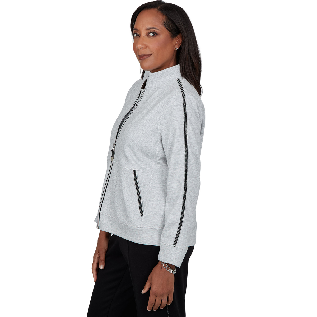 Womens Alfred Dunner Weekend Warrior Zip Front Jacket