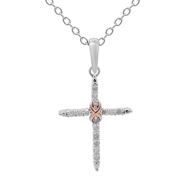 Diamond Classics(tm) 1/10ctw. Diamond Two-Tone Cross Pendant - image 