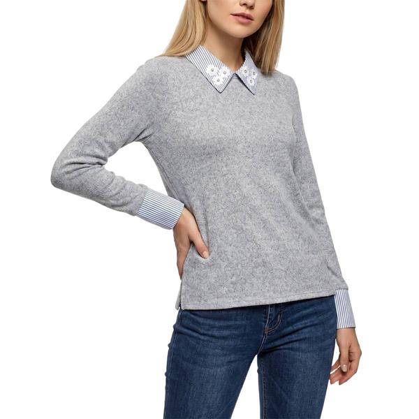 Petites NY Collection Long Sleeve Striped Hacci 2Fer W/Flower Tr - image 