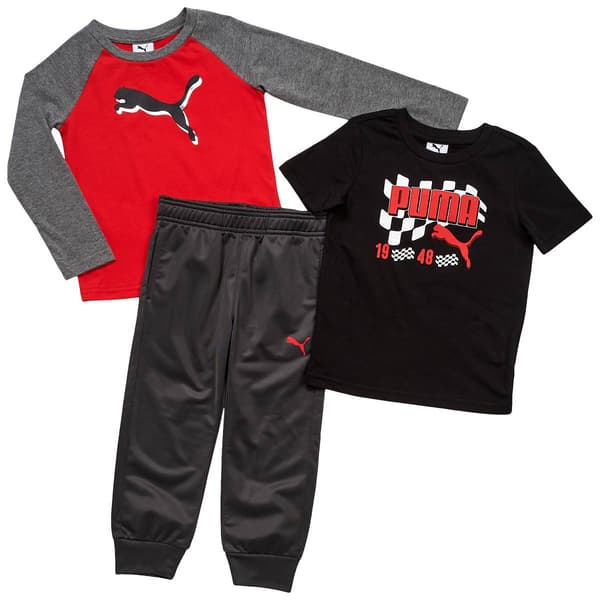 Boys (4-7) Puma(R) 3pc. Tees & Tricot Jogger Set - Charcoal - image 