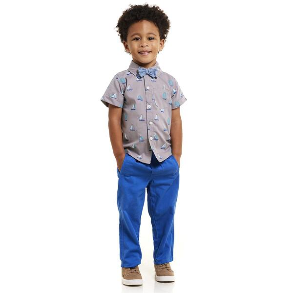 Toddler Boy Little Rebels&#40;R&#41; 3pc. Sailboat Top w/ Bow Tie Pants Set - image 