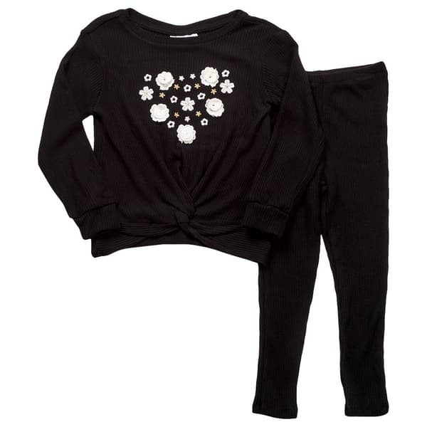 Girls &#40;4-6x&#41; Kids Headquarters&#40;R&#41; 2pc. Flower Twist Front Hacci Set - image 