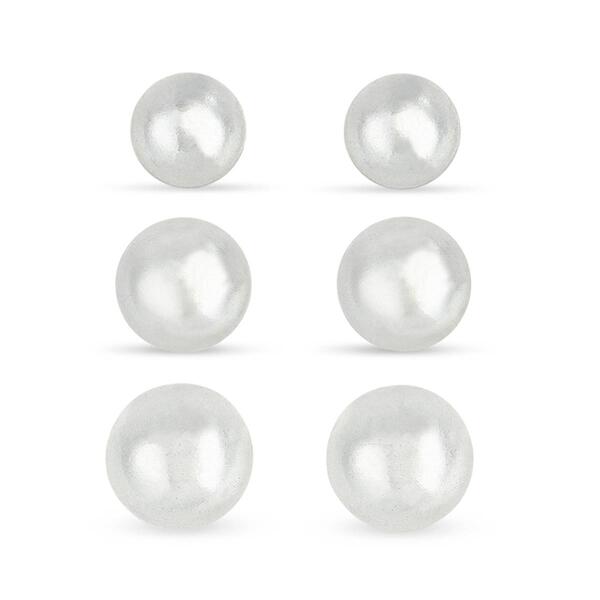 Forever New 3pr. Sterling Silver Graduated Ball Stud Earrings Set - image 