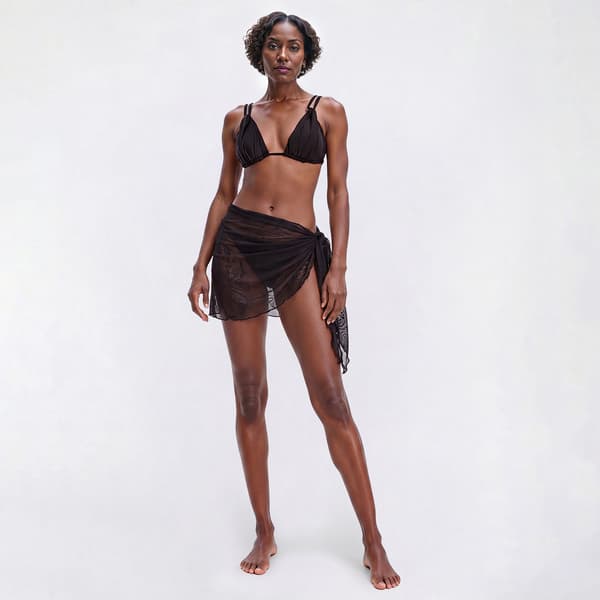 Womens Catherine Malandrino Charms & Sheer Sarong Bikini Swim Set - image 