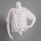 Womens Zac & Rachel Short Sleeve Pattern Tie Front Crew Neck Top - image 1