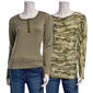 Juniors No Comment 2pk. Fleece Lined Camo & Solid Tees - image 2