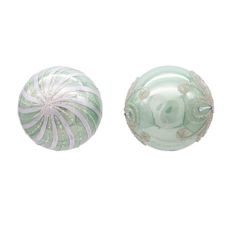 Kurt Adler 6pc. Silver & Pale Aqua Embellished Ball Ornaments Set