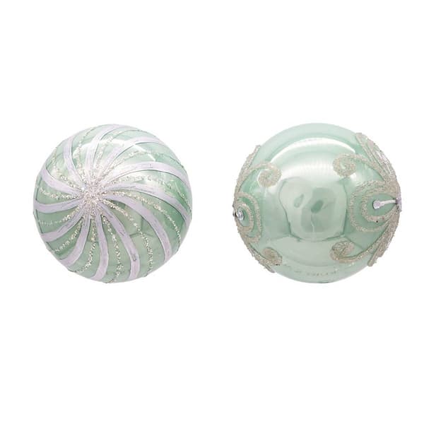 Kurt Adler 6pc. Silver & Pale Aqua Embellished Ball Ornaments Set