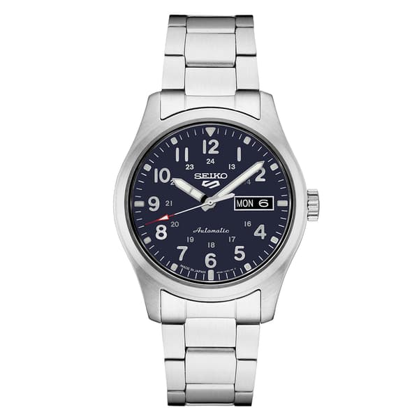 Mens Seiko 5 Sport Stainless Steel/Blue Dial Watch - SRPG29 - image 