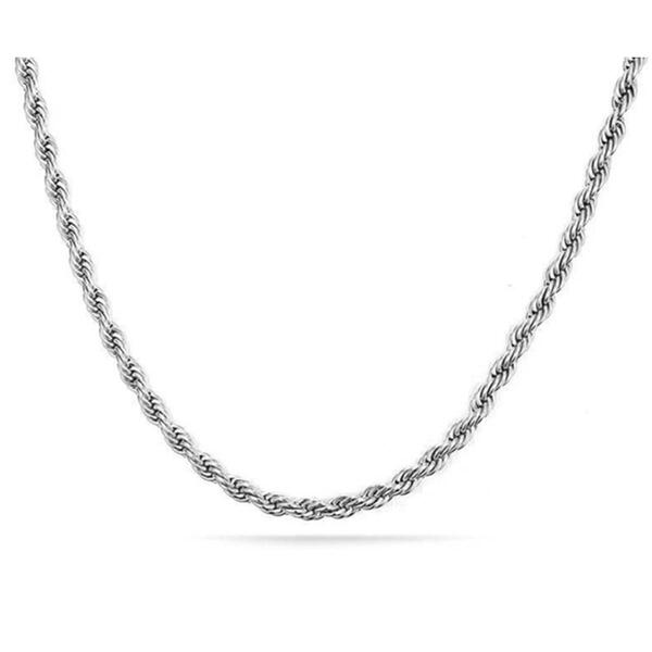 22in. Sterling Silver Solid Rope Chain Necklace - image 