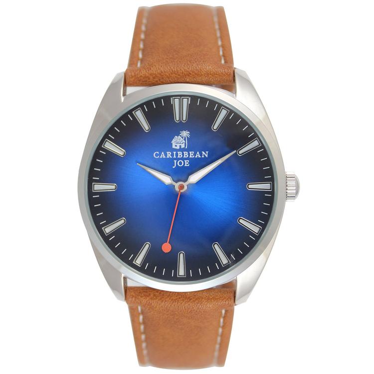Mens Caribbean Joe Silver-Tone Blue Dial Watch - CJ7127SL