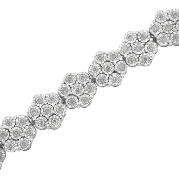 Haus of Brilliance 2.0ctw. 7 Stone Diamond Floral Link Bracelet