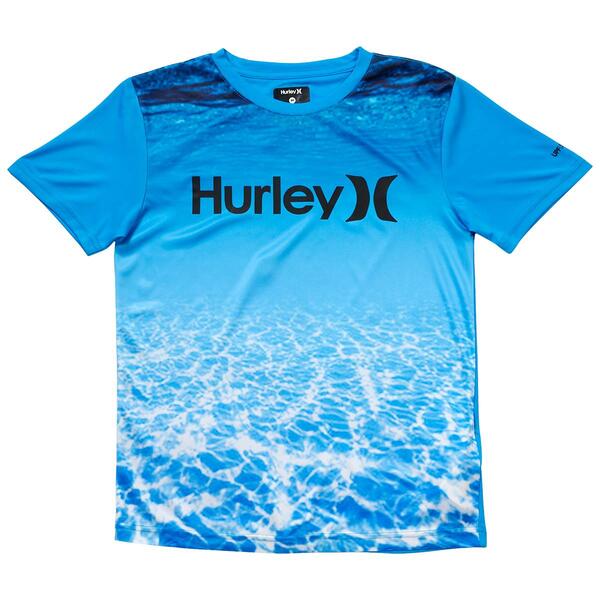 Boys &#40;8-20&#41; Hurley Short Sleeve Ocean Floor Rash Guard - image 