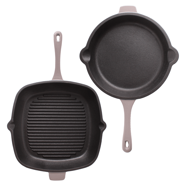 BergHOFF Neo 2pc. Cast Iron Fry Pan & Grill Pan Cookware Set - image 