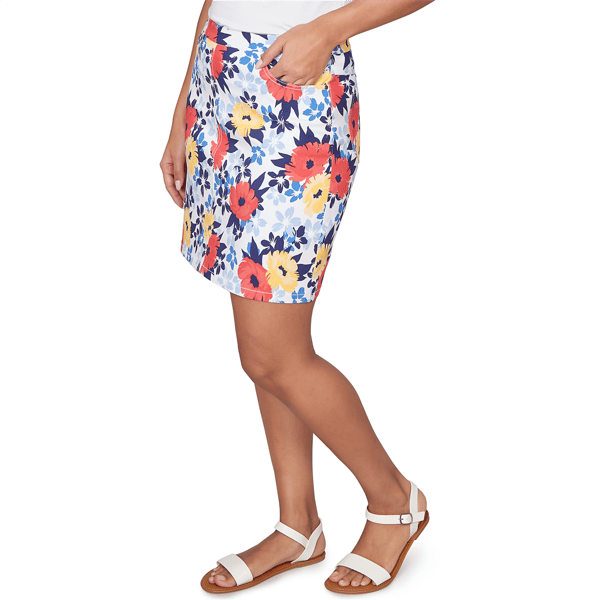Womens Hearts of Palm Smooth Sailing Floral Pull On Skort