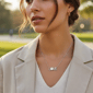 Saffron 1ctw. LOVE Turquoise Moissanite Diamond Pendant Necklace - image 6
