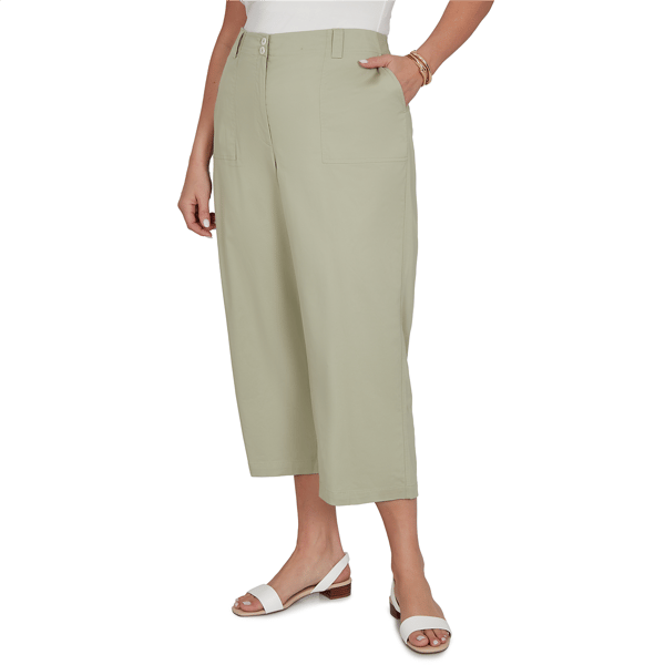 Plus Size Hearts of Palm Bloom Service Solid Fine Twill Pants