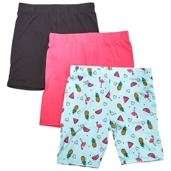 Girls (7-16) Star Ride(R) 3pk. Flamingo Bike Shorts - image 