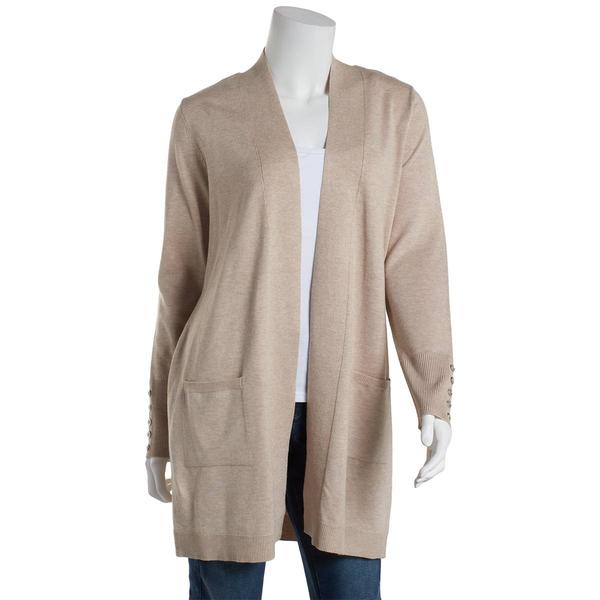 Plus Size 89th & Madison Long Sleeve Button Cuff Solid Cardigan - image 