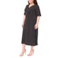 Plus Size MSK Elbow Sleeve V Neck Dot Midi Dress - image 3