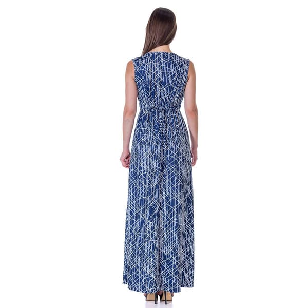 Womens 24/7 Comfort Apparel Abstract Empire Waist Maxi Dress