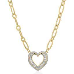 Gianni  Argento Gold Plated Diamond Baguette Heart Pendant