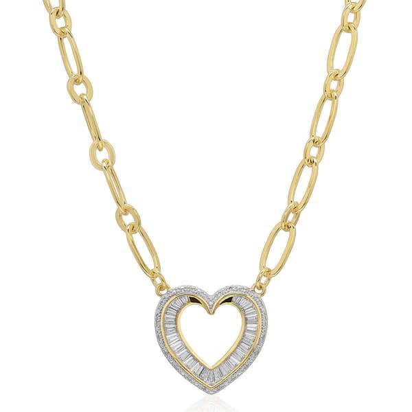 Gianni  Argento Gold Plated Diamond Baguette Heart Pendant - image 