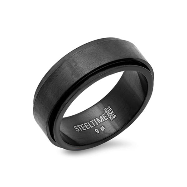 Mens Steeltime Black Ion Plated Spinner Ring - image 