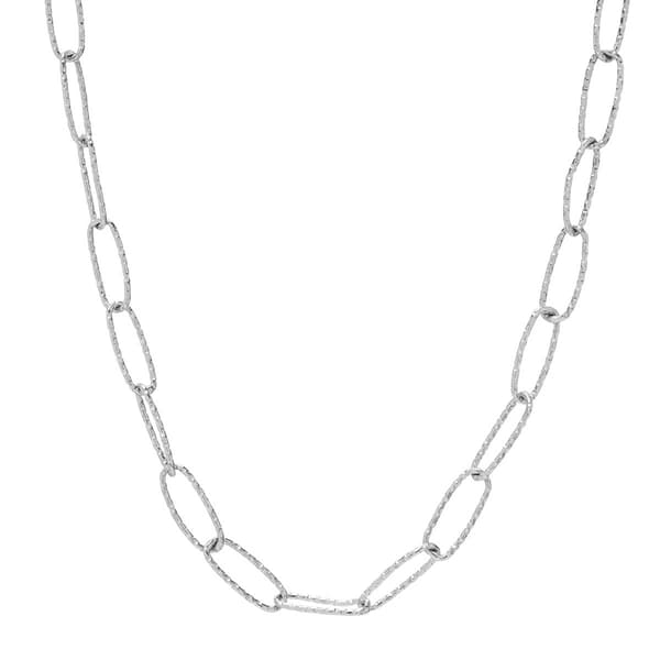 Sterling Silver Diamond Cut Paperclip Chain Necklace - image 
