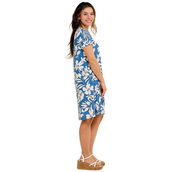 Womens Harlow & Rose Floral Shift Dress-Federal Blue