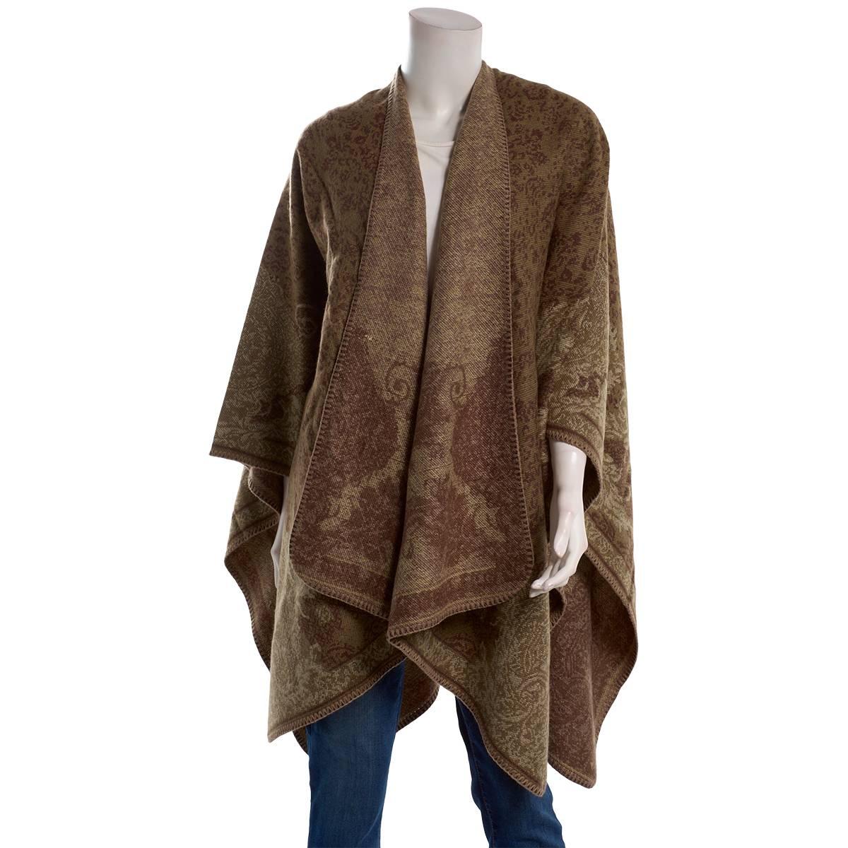 Womens Modena Floral & Jacquard Cinder Ruana