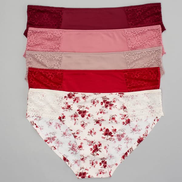 Womens Laura Ashley 5pk Nylon Bikini Panties - LS7790-5PKS - image 