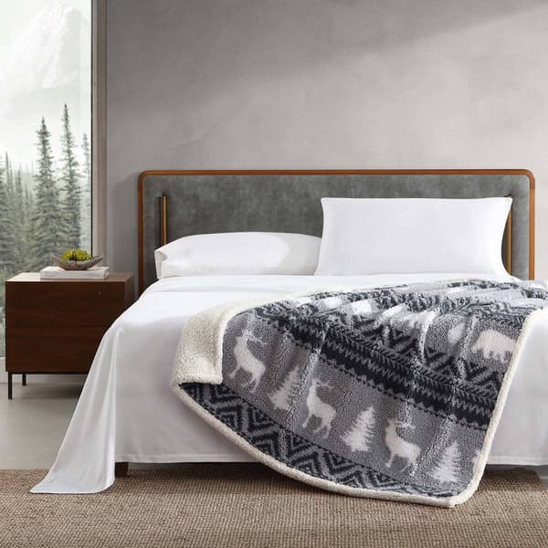 Eddie Bauer Woodland Fair Isle Sherpa Throw