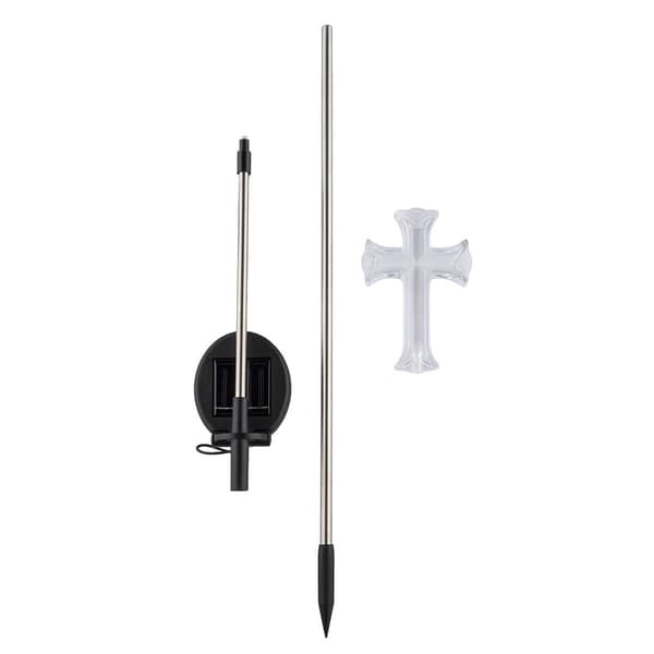 Alpine Solar Cross Garden Stake w/ LED Light - Set of 2