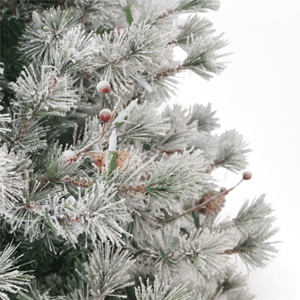Puleo International 7.5ft. Pre-Lit Flocked Spruce Christmas Tree