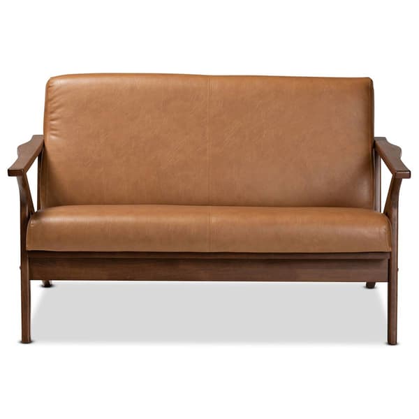 Baxton Studio Bianca Modern Wood & Faux Leather Effect Loveseat