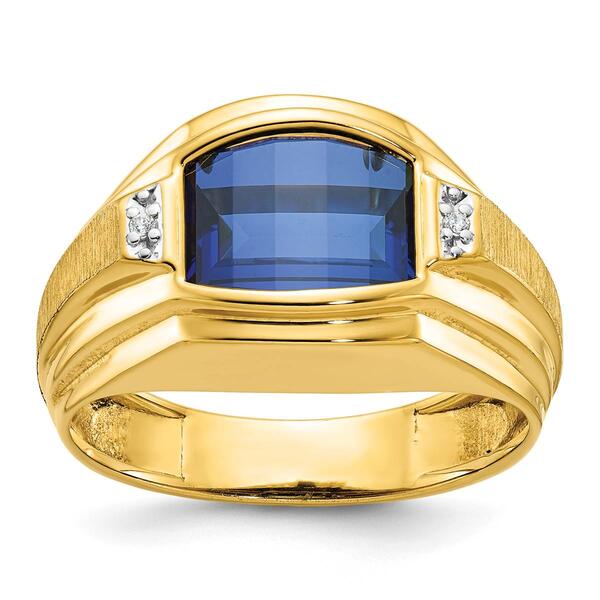 Mens Gentlemens Classics&#40;tm&#41; 14kt. Gold Barrel Shaped Sapphire Ring - image 