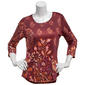 Womens OneWorld 3/4 Sleeve Botanical Floral Sublimation Tee - image 1