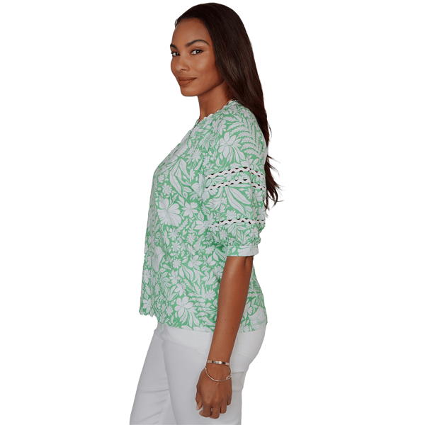 Womens Ruby Rd. Hothouse Florals Puff Sleeve Blouse