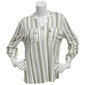 Womens Cure 3/4 Roll Tab Sleeve Pocket Stripe Zip Neck Blouse - image 1