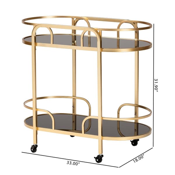 Baxton Studio Leighton Glam & Luxe Gold Metal 2-Tier Wine Cart