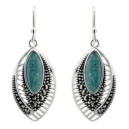 Marsala Fine Silver Plated Marcasite & Turquoise Earrings