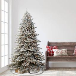 Puleo International 7.5ft. Flocked Fir Artificial Christmas Tree