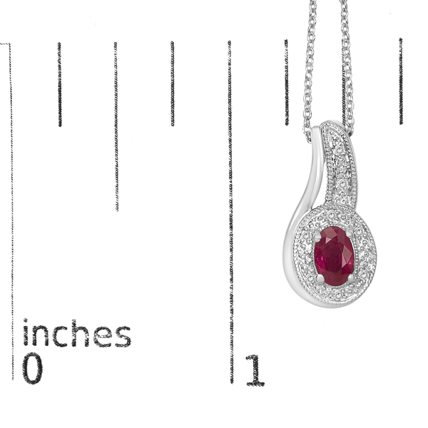 Haus of Brilliance Ruby &Diamond Accent Milgrain Pendant Necklace