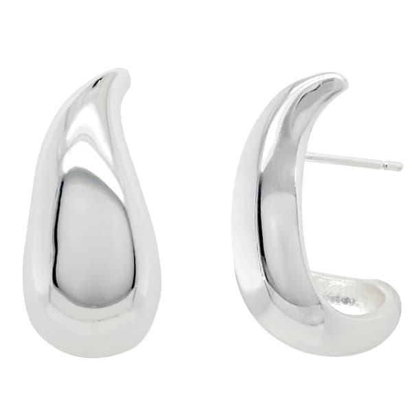 Marsala Fine Silver Plated Curve Puff Earrings - image 