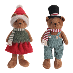 Melrose Holiday Plush Bear Figurines - Set of 2