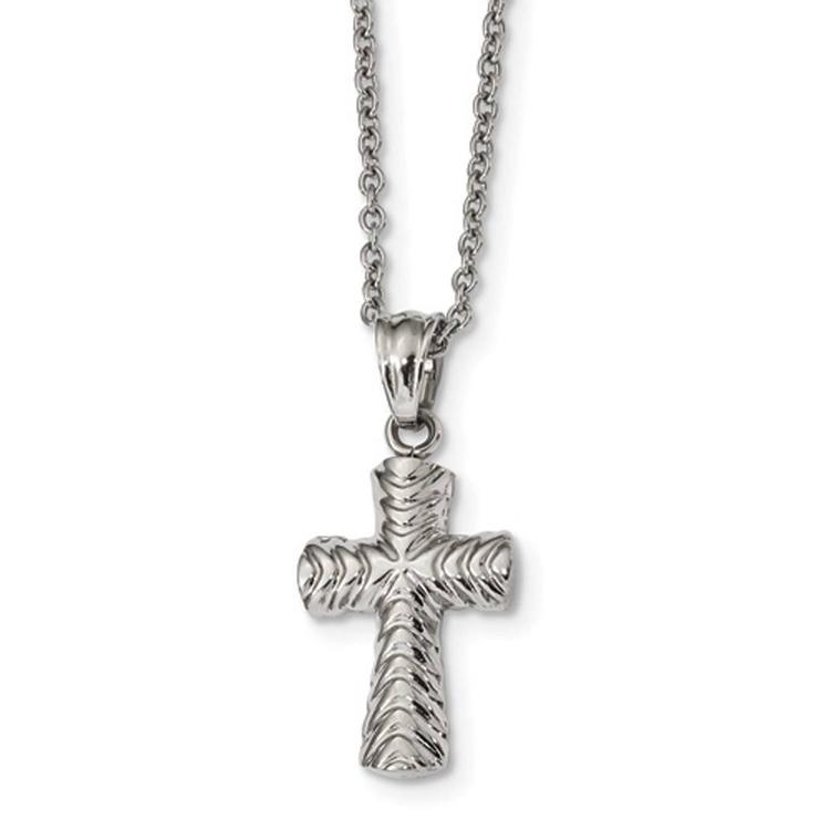 Mens Gentlemen's Classics(tm) Polished & Textured Cross Necklace