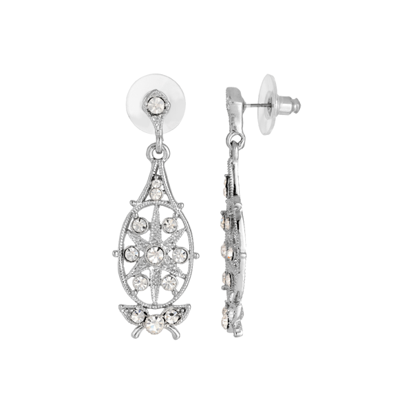 1928 Jewelry Crystal Filigree Drop Earrings - image 