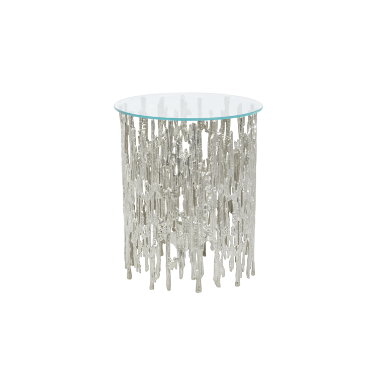 9th & Pike(R) Contemporary Silver Aluminum Metal Accent Table