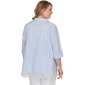 Plus Size Ruby Rd. French Riviera Coastal Stripe Lace Hem Blouse - image 2
